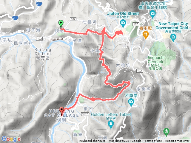 琉榔路步道～九份～小粗坑古道～小粗坑山～大粗坑古道～猴硐