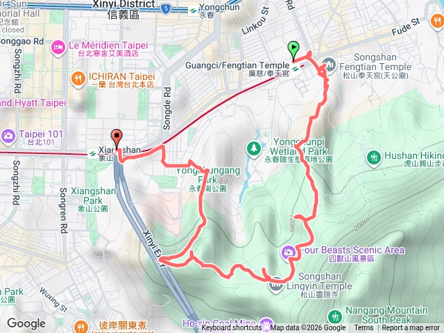奉天宮-虎山-豹山-獅山-象山-捷運象山站1號出口預覽圖