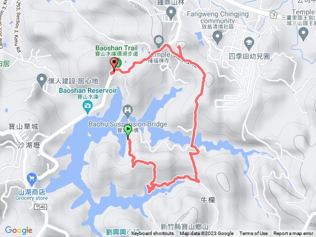 寶山水庫環湖步道寶湖吊橋—尖山