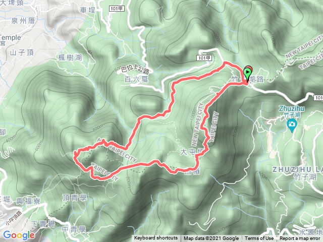 大屯山主峰-南峰-西峰-向天山-面天山-二子坪-鞍部停車場