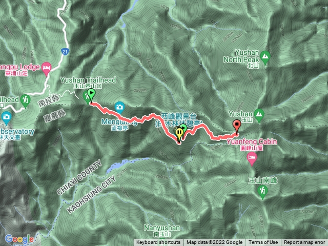 玉山登山口到排雲山莊
