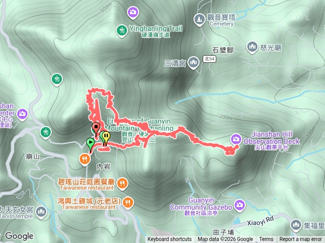 走個小岔O路線：凌雲禪寺-尖山/占山-盤絲1尖2尖-大岩壁-弱者俱樂部-鶴嶺預覽圖