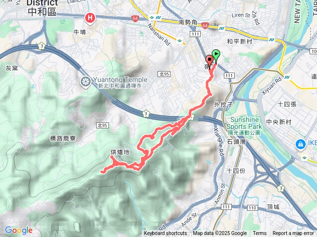 外挖子坑登山口-南勢角山-烘爐地福德宮-外挖子山-外挖子坑登山口