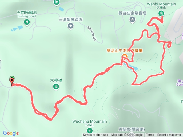 70號登山口-直上山中湖-再直上文筆山-再到將軍嶺-回到環湖步道繞ㄧ大圈回到山中湖-原路折返回70號預覽圖