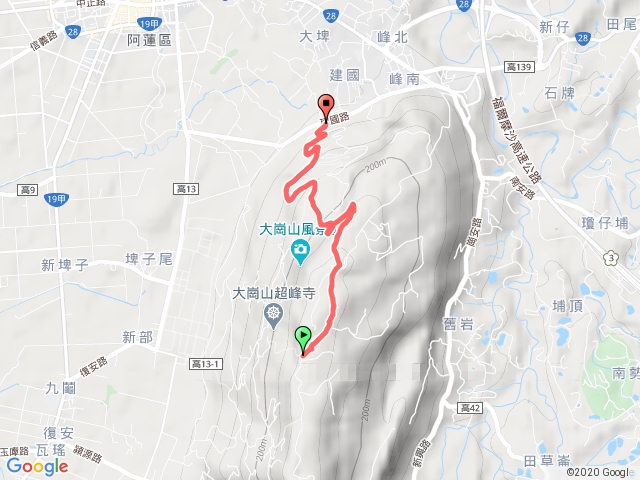 大崗山超峰寺梯口經三角點到生態園區