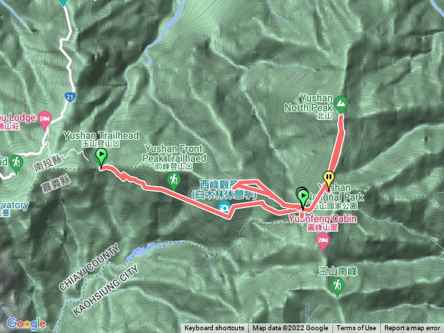 塔塔加-玉山登山口-第一日西峯-第二日北峯-主峰