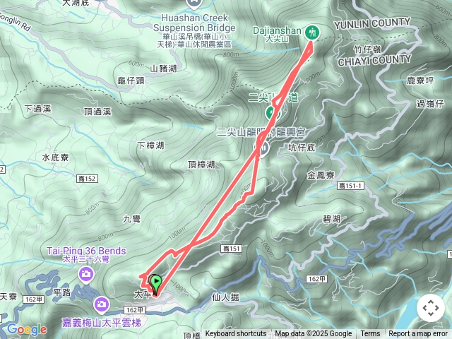 雲嘉五連峰（太平山,梨子腳山,馬鞍山,二尖山,大尖山原路來回）