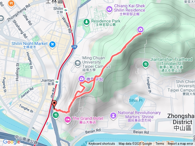 森林方舟、北眼微風平台、劍潭山、老地方觀機平台Ｏ形路線
