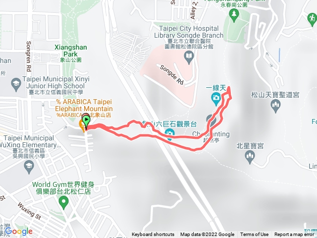 路線 | 象山親山步道(O型:靈雲宮  經:六巨石, 逸賢亭(象山頂), 永春崗公園)