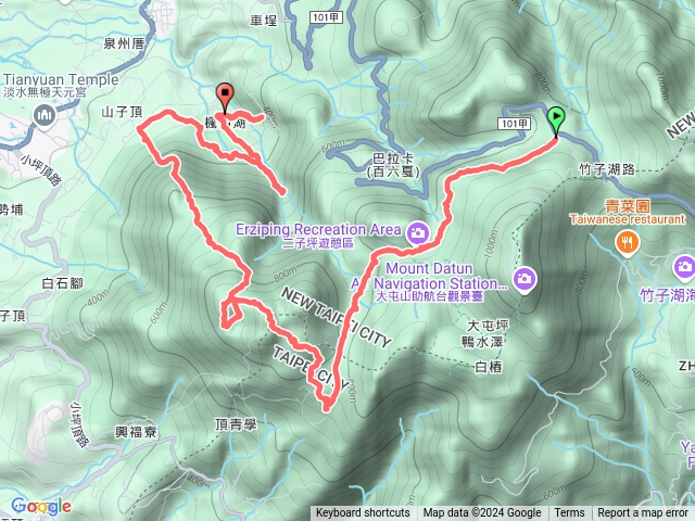 二子坪步道、梓園、皇太子紀念碑、火燒山、向天山、向天池山、山子頂古道、楓樹湖步道、巨石花園、桃花源、小天梯步道