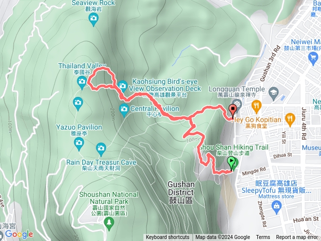 北柴山：鼓山高中停車場進、龍泉寺出