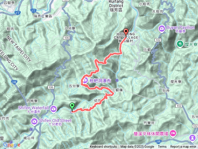 大華車站-幼坑崙-幼坑山南峰-幼坑山-魚寮山-三貂嶺瀑布-烏塗窟山-獅子嘴奇岩-猴硐車站