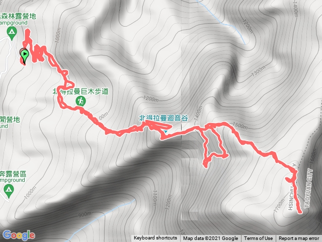 內鳥嘴北得拉曼步道、瀑布、巨木群