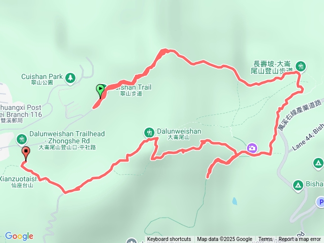 翠山步道-走錯岔路-大崙尾山-從中社路下