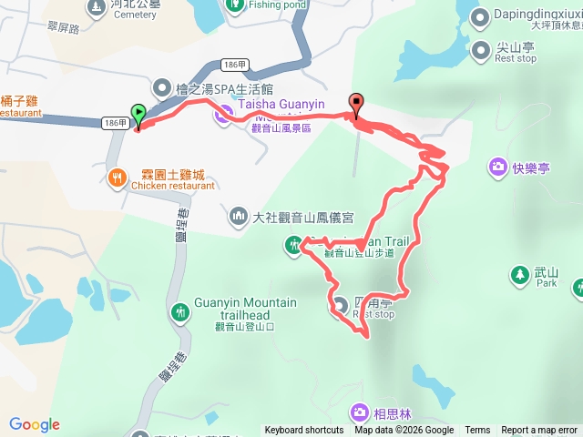 觀音山的環保公園到天洞一圈，回到公共廁所