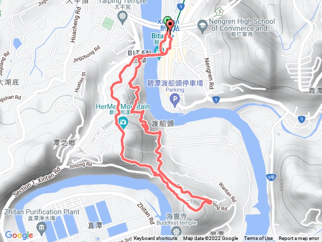 2022-05-21 雙潭8形走─捷運新店站→碧潭吊橋→藍線水岸步道→林間棧道→灣潭山→灣潭山登山步道→枕木步道→碧潭山(和美山)8字形