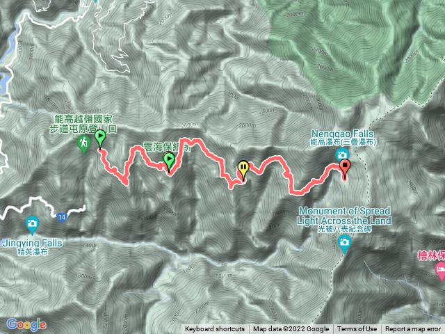 屯原登山口到天池山莊