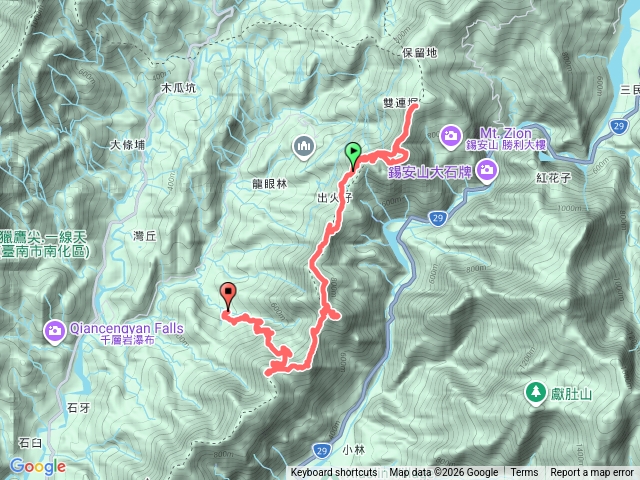 台南烏山大縱走北段8峰連走(出火-錫安山-茅山--西阿里關山-淑女峰-大烏山-柚子腳溝橋)預覽圖