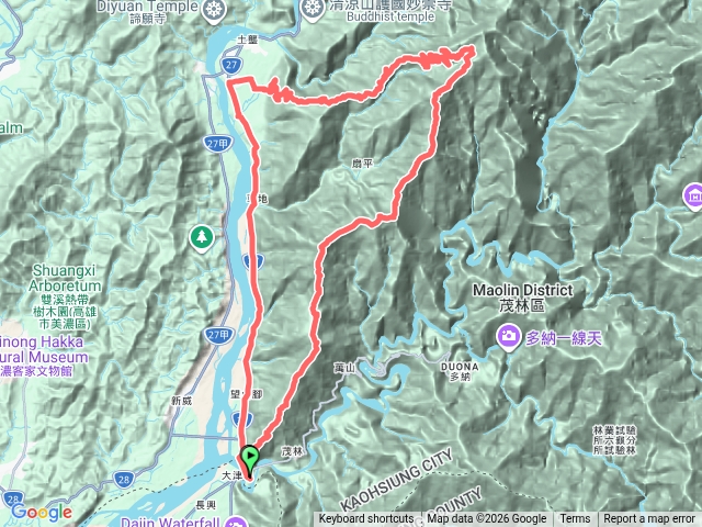 20260322從台27線至鳳崗苗圃續走鳳崗林道縱走六龜警備道南段(南鳳山,御油山,網子山,鳴海山,網子山,真我山)大津登山口出O繞預覽圖