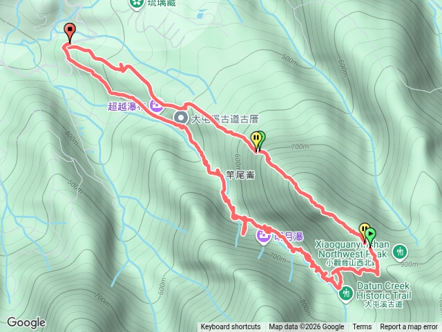 竿尾崙古道、竿尾崙山、清涼嶺、大屯溪古道O型預覽圖
