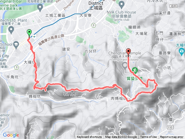 猴暖焰天C形，頂埔上大暖尖、猴洞、火焰山、天上山，下南天母、永寧
