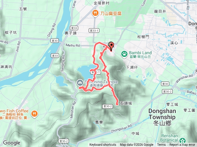 宜蘭梅花湖→茅埔城古道→茅埔圍山→中山亭步道→三清宮步道→環湖步道輕鬆O走預覽圖