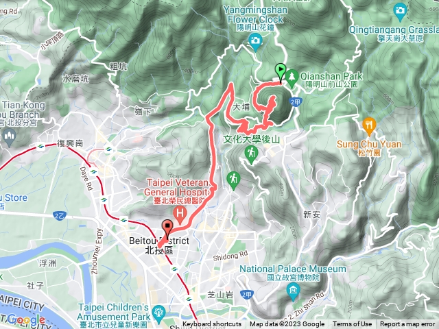 2023-03-19紅5陽明山公車總站，橫嶺古道，土路上紗帽山，大埔登山口，半嶺水圳松溪瀑布，大埔(明玄宮)公車站