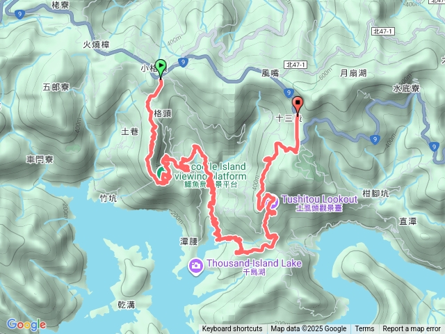 小格頭連走鱷魚島、千島湖、土虱頭出十三股W型