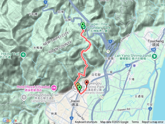 跑馬古道全程 (石牌進，礁溪出)