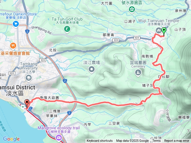 天元宮-滬尾櫻花大道-淡水捷運站(2025-2-1)