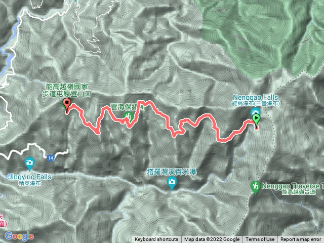 天池山莊能高瀑布下屯原登山口