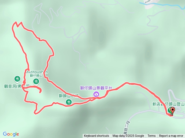 新店獅仔頭山O型路線預覽圖