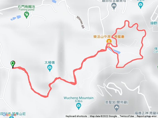 石門路70號登山口-直上山中湖-繞湖一大圈-山中湖-原路折返