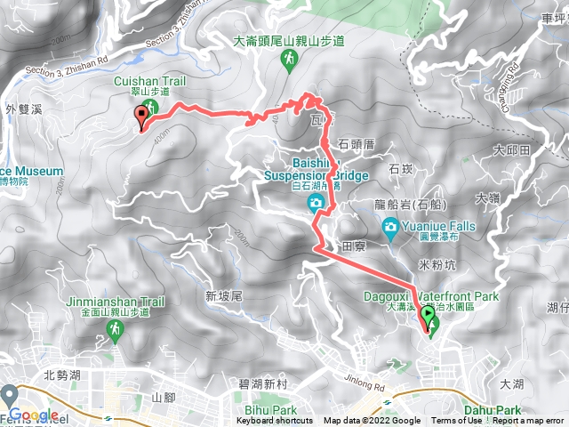 大溝溪，白石湖吊橋，大崙尾北面步道，大崙尾山