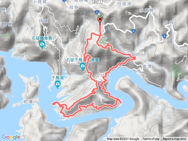 2021.4.30藍天修徑之旅~十三股山-柑腳坑越嶺保甲路-護安宮-勝安宮-永安景觀步道-媽祖林（昔日虎嘯營區）-塗潭崙-十三股站