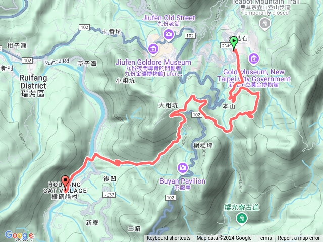 黃金博物館 石尾步道 地質公園 本山礦場石頭陣  戰備道路 大粗坑古道 猴硐車站預覽圖