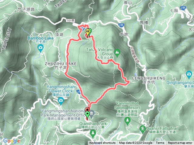 陽明山遊客中心→小油坑服務站→七星山主峰/東峰→七星公園→陽明山遊客中心(Ｏ型路線)預覽圖