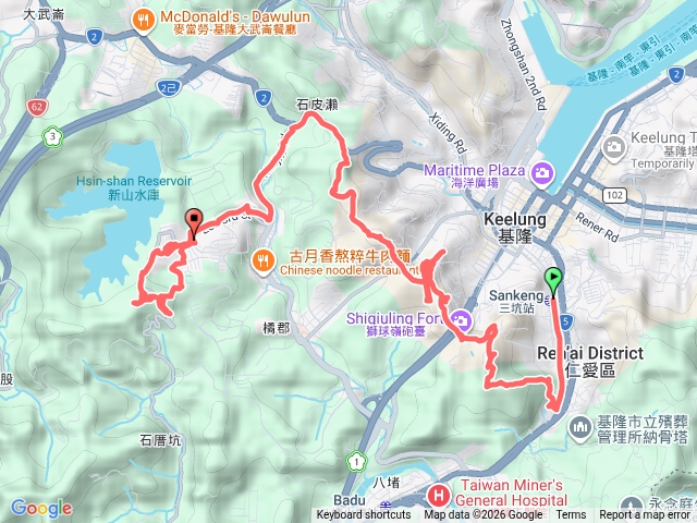 由三坑車站登獅球嶺訪劉銘傳隧道出基金路,順遊新山水庫登樂利山賞鐘萼木。