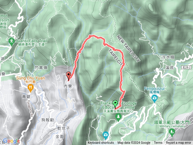 士林頂山溪山(頂山南峰)、頂山，北頂山、北五指山、內雙溪古道、瑪礁古道、內寮古道預覽圖