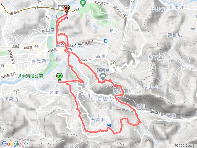 貓纜動物園，指南宮，壺穴吊橋，樟樹步道，樟山寺，政大