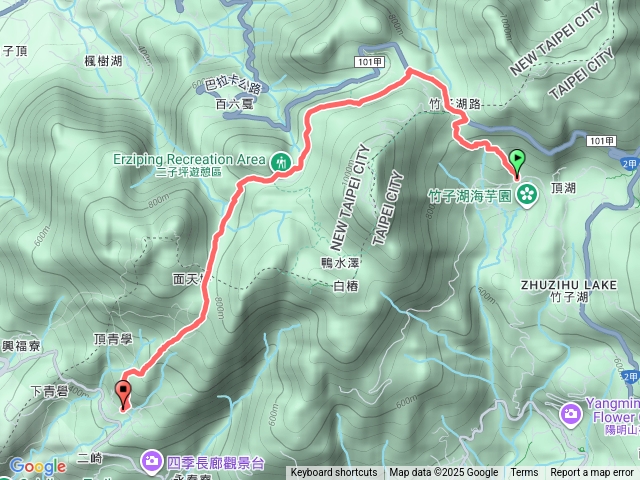 竹子湖→蜜蜂巢古道→大屯鞍部→二子坪→面天坪→清天宮預覽圖