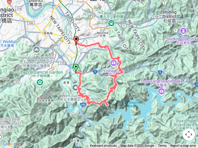 大坪林捷運站-直潭山-三玄宮山-貓空-大坪林捷運站