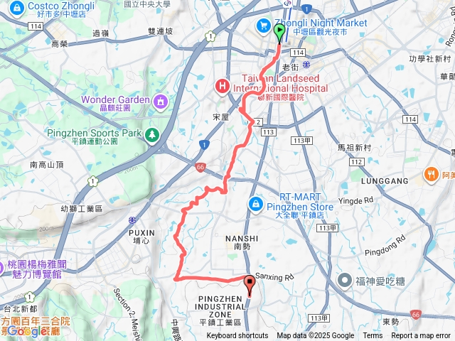 老街溪捷運站沿老街溪到平鎮家樂福