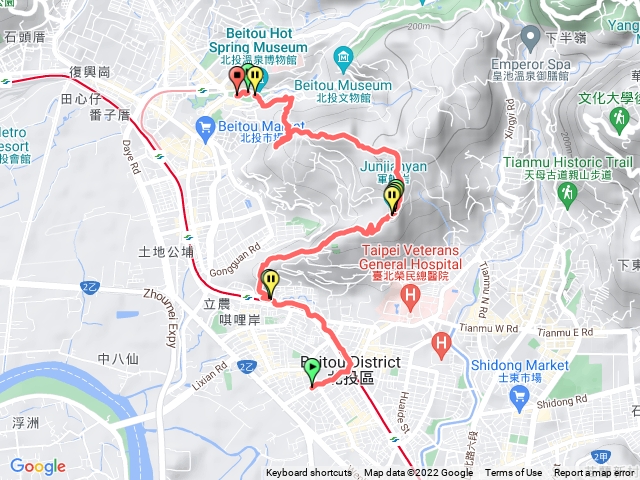 烏尖連峰，自嘰哩岸站至新北投站