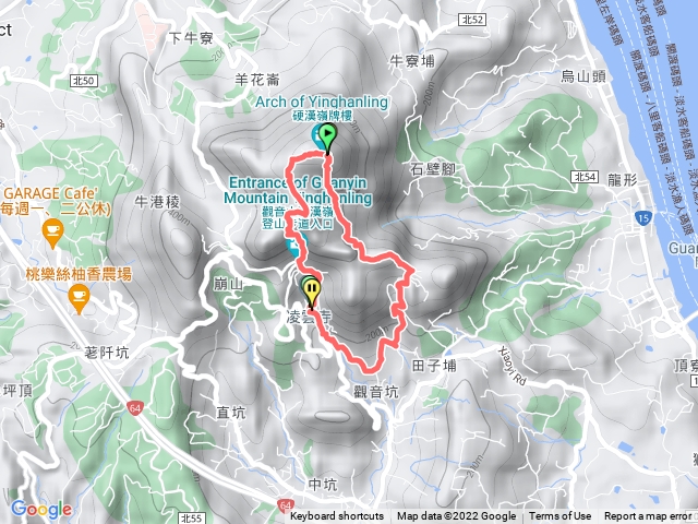 硬漢嶺步道、觀音山、北橫2、北橫1、潮音洞、凌雲禪寺
