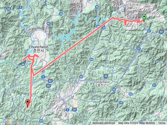 院岱里白樺木。春川三岳湖水纜車