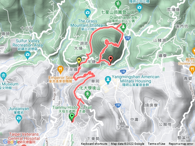 天母古道-橫嶺古道-陽明山公車總站-紗帽山-公車第一展望站