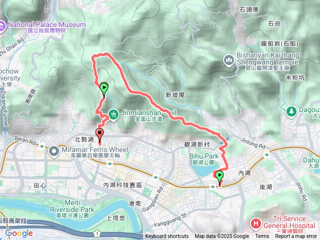 文德站-郭子儀紀念堂-獅頭山-碧湖山-新坡尾山-竹嵩山-金面山-剪刀石山-論劍山-西湖山北北峰-西湖山北峰-西湖山-小金面山-西湖站預覽圖