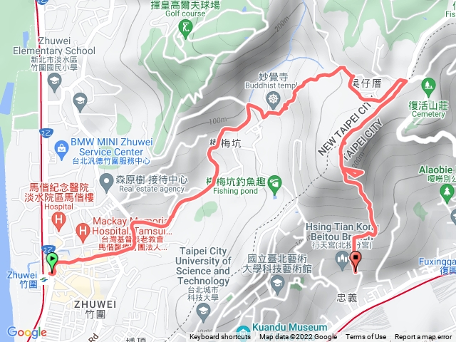 捷運竹圍站-樹梅坑登山步道-忠義山親山步道-北投行天宮
