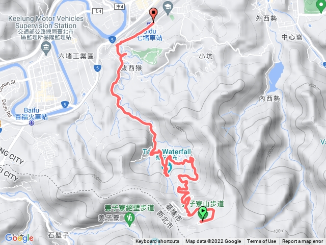 姜子寮山登山口下山走到七堵車站